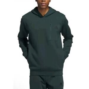 Adidas mens fleece pocket zip hoodie pullover sweatshirt Hunter Green Sz Small